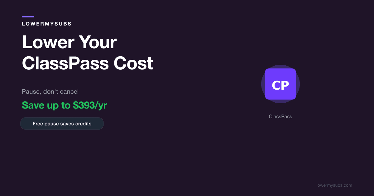 ClassPass credit tier pricing comparison from $19/mo to $199/mo with pause and retention options