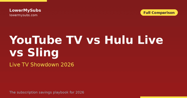 YouTube TV, Hulu Live, and Sling TV logos compared — live TV streaming showdown 2026