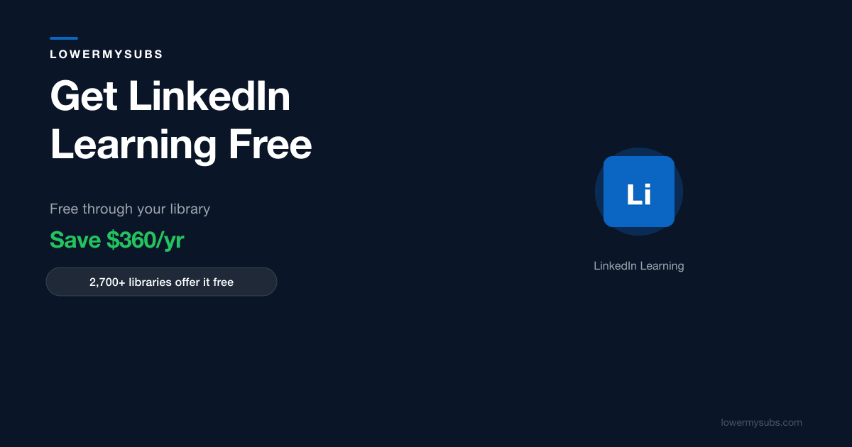 LinkedIn Learning pricing showing $29.99/mo paid vs $0 through library access
